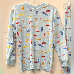 Sz 12 unique FISHING LURE PJ SET Sara’s Prints. Flame resistant. Never in dryer.